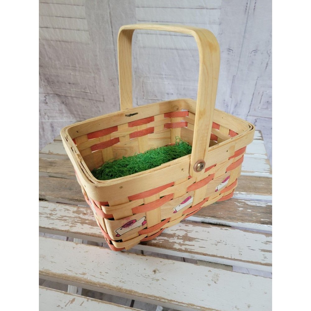 Easter Bunny wicker pink spring basket storage